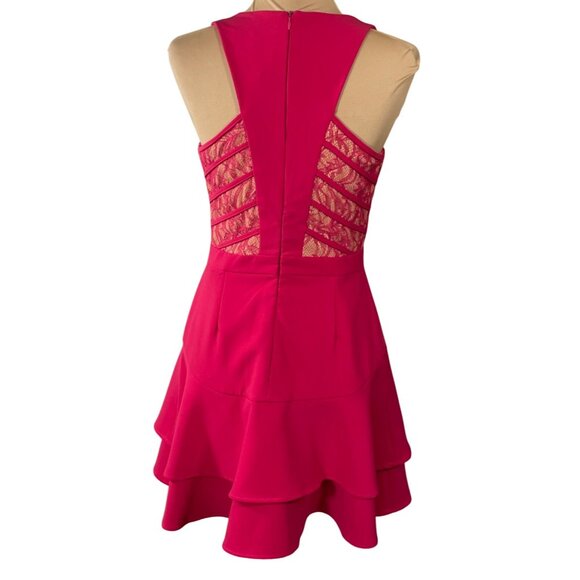 Adelyn Rae Fit & Flare Dress Lace Back Pink Size S Small Mini Tiered - Picture 3 of 9